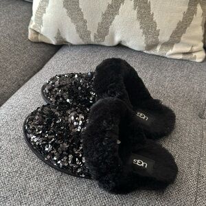 Black sparkly Ugg slippers
